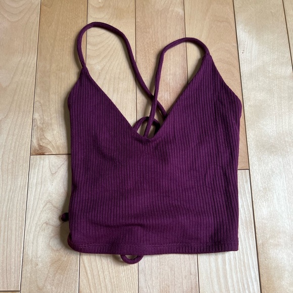 Burgundy crossed back tank top, size extra small - Picture 1 of 2